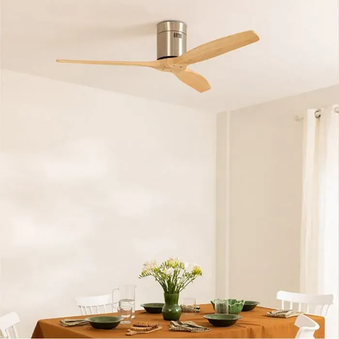 Ventilateur de plafond - Create - Sans lumière - Nickel/Effet bois clair - Ø132cm - 40W