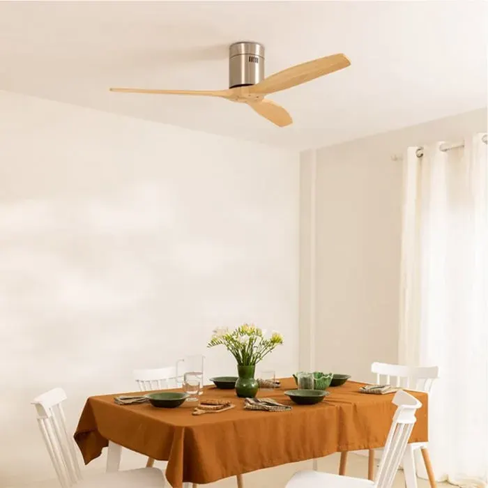 Ventilateur de plafond - Create - Sans lumière - Silencieux - Moteur DC 40W - Nickel / Bois clair