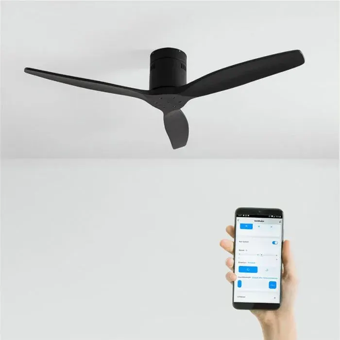 Ventilateur de plafond - Create - Sans lumière - Wi-Fi + Télécommande - Ø132cm - Noir