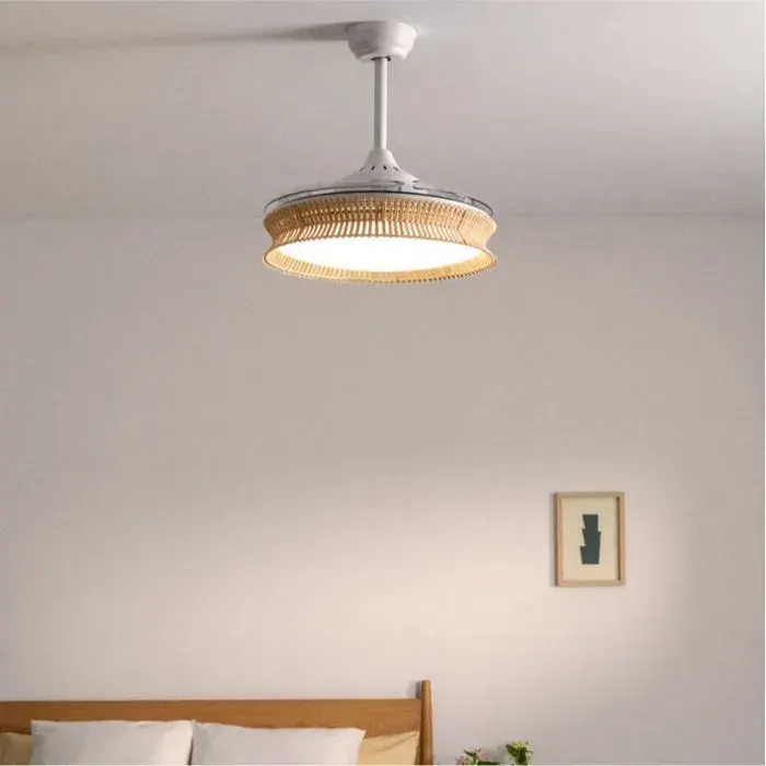 Ventilateur de plafond - Create - WIND CLEAR RATTAN - Pales rétractables - Éclairage LED - Finitions en osier