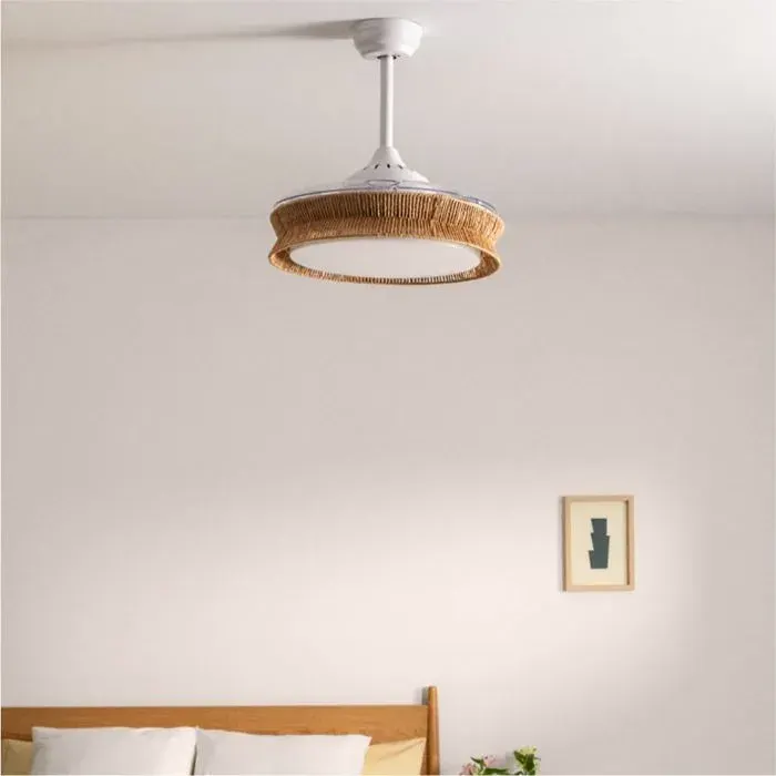 Ventilateur de plafond - Create - WIND CLEAR RATTAN - Pales rétractables - Éclairage LED - Wi-Fi