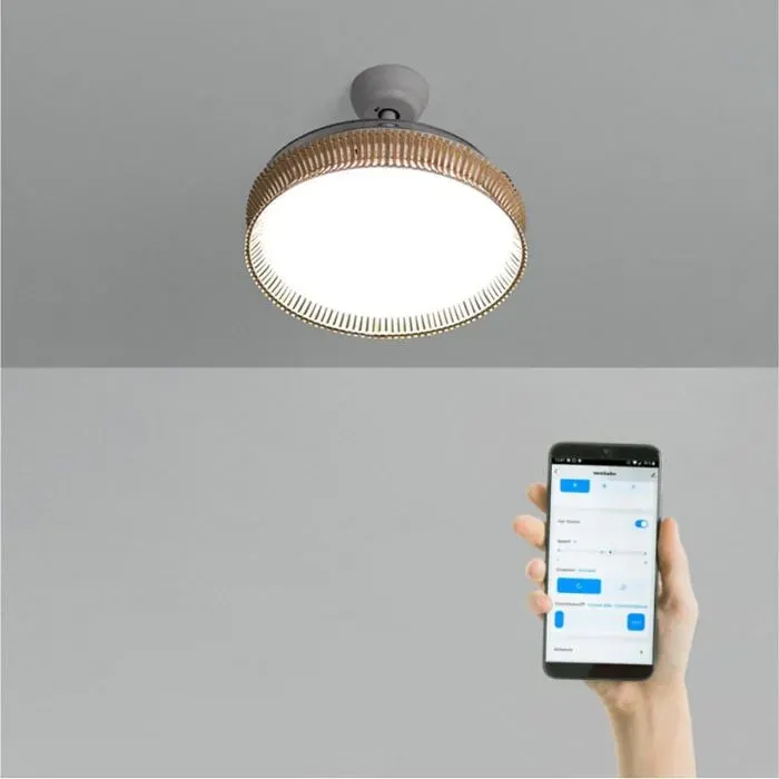 Ventilateur de plafond - Create - WIND CLEAR RATTAN - Pales rétractables - LED 36W - Finitions osier