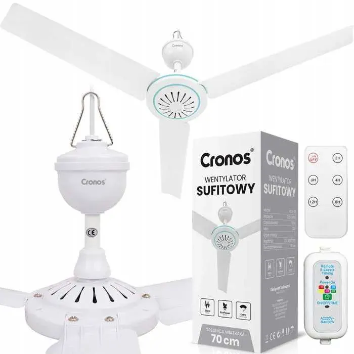 Ventilateur de plafond Cronos FC11-70 70 cm Blanc + Télécommande