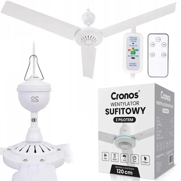 Ventilateur de plafond Cronos FC11-90 90 cm Blanc + Télécommande
