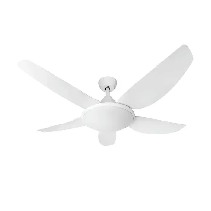 Ventilateur de plafond DC blanc LED 5 pales 132 cm idéal pour climatisation et décoration dintérieur.