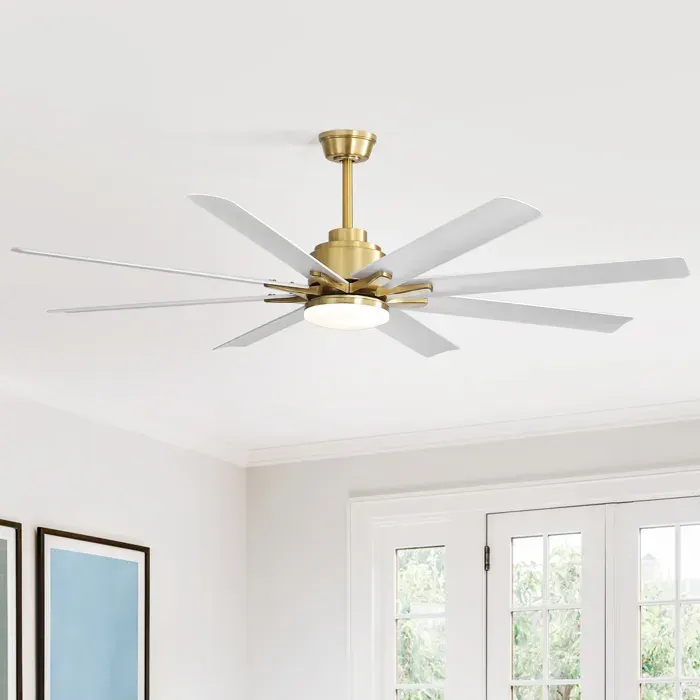 Ventilateur de plafond de 132 cm avec éclairage télécommande incluse 8 pales en ABS adapté aux chambres et aux salons