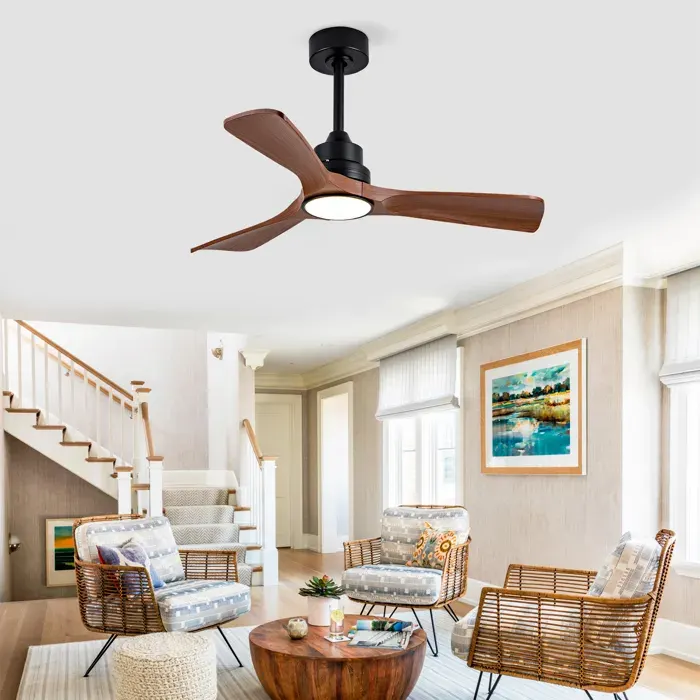 Ventilateur de plafond de (42 pouces) 107x107x37 cm Noir et noyer foncé ABS ventilation maison air frais