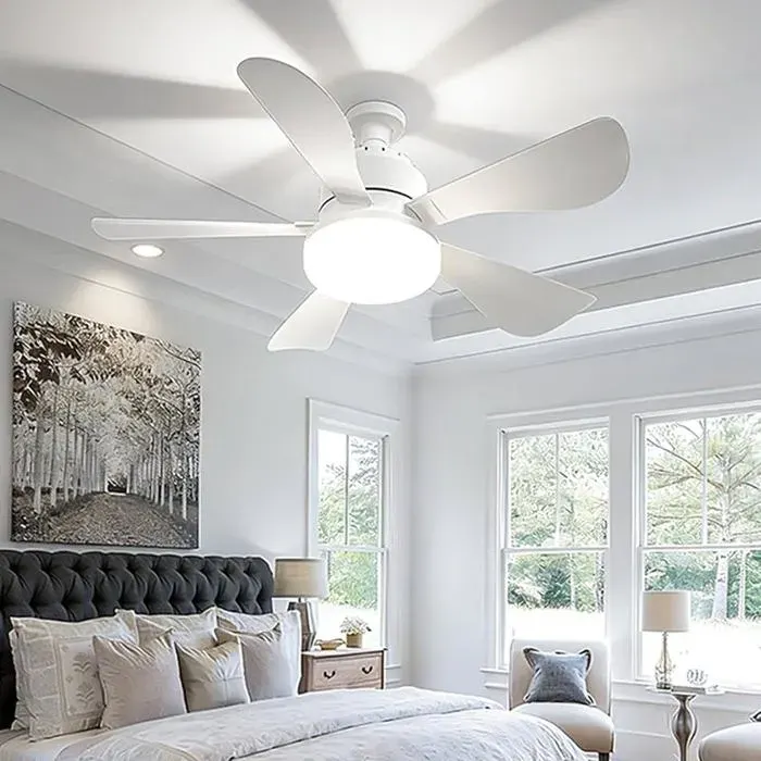 Ventilateur de plafond de 63 cm avec éclairage compact 3 températures de couleur télécommande avec fonction minuterie