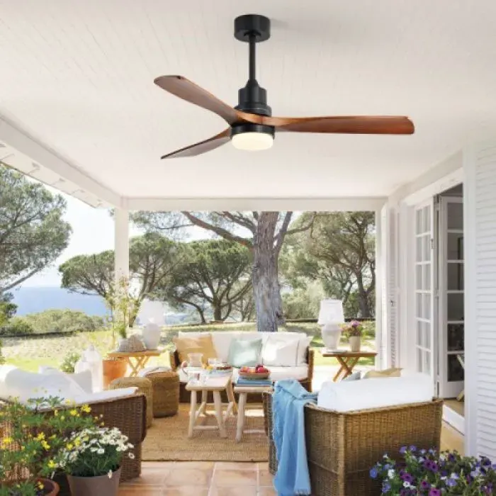 Ventilateur de plafond décoratif 52 éclairage inclus 6 vitesses réglables moteur DC économe livré avec télécommande