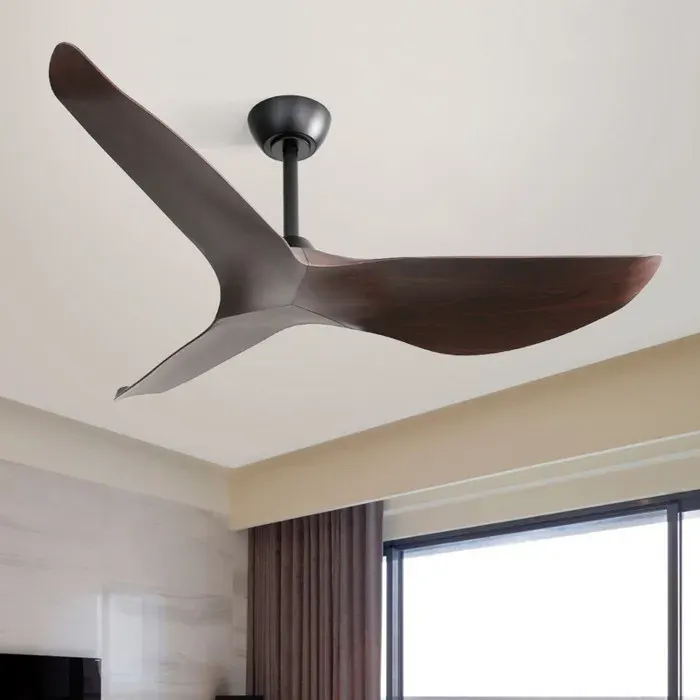 Ventilateur de plafond dintérieur moderne de 132 cm sans éclairage 6 vitesses télécommande 3 pales en ABS