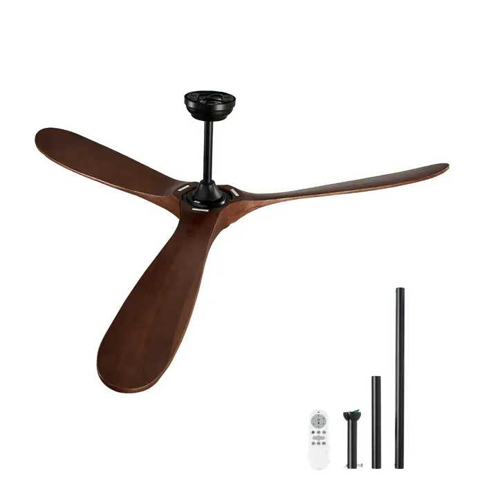 Ventilateur de Plafond - DUOKU - 72 Pouces - 3 Pales en Bois - Télécommande 6 Vitesses - Moteur CC Réversible