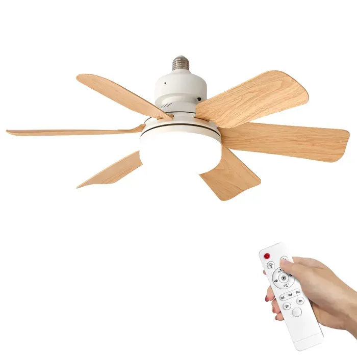 Ventilateur de plafond E27 avec télécommande éclairage 40 W 3 vitesses de ventilation et 3 températures de couleur réglables