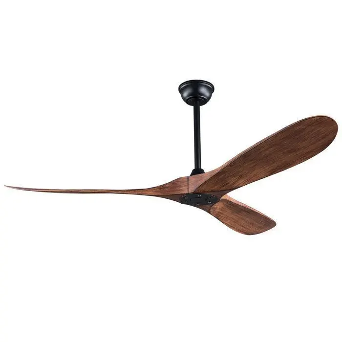 Ventilateur de plafond EdenDirect 107 cm sans lumière en métal et bois noir et noyer foncé moteur dc silencieux