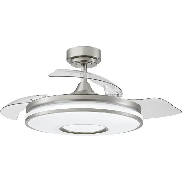 Ventilateur de plafond en nickel 3 pales dépliables 32/445 x 108 cm 3 températures de lumière