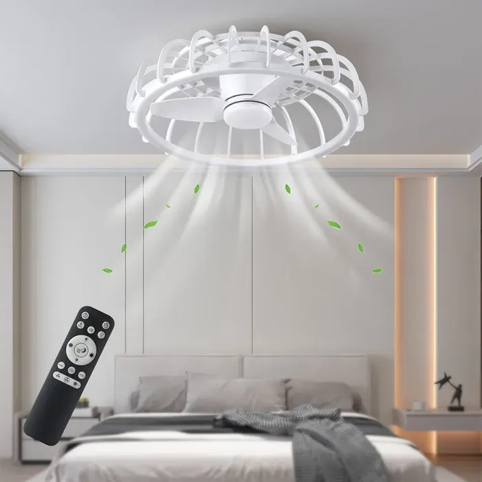 Ventilateur de Plafond et Télécommande LED RGB Tricolore Moderne Silencieux 6 VitessesChambre Salon Salle à Manger