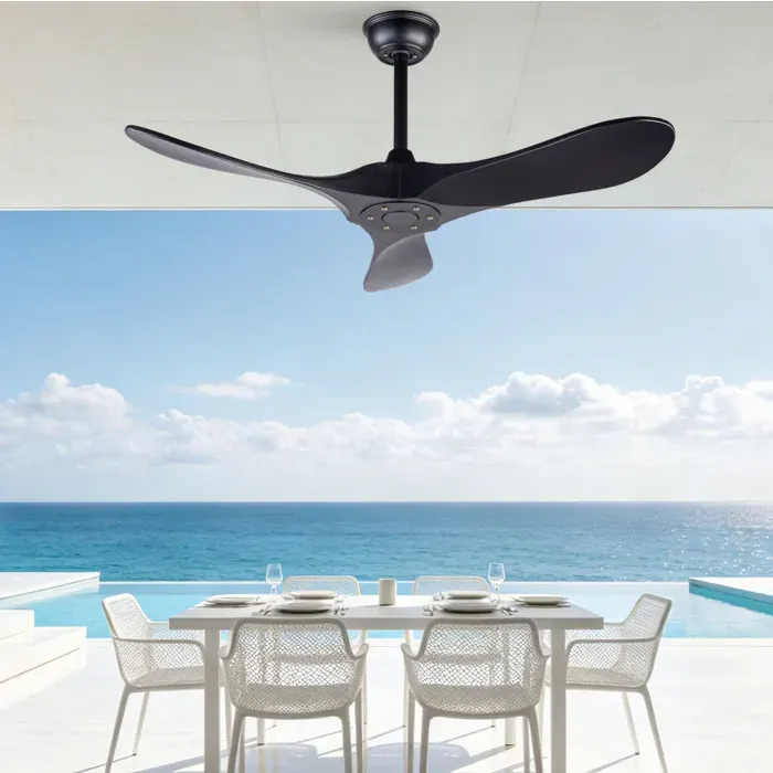 Ventilateur de plafond EVRYAE 42 pouces noir 3 pales en bois sans éclairage télécommande 6 vitesses réversible