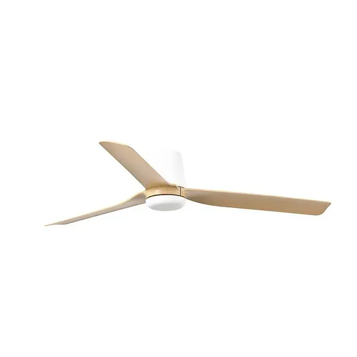 Ventilateur de plafond - FARO BARCELONA - PUNT TUB - Blanc mat & bois clair - 6 vitesses - Télécommande Moteur DC