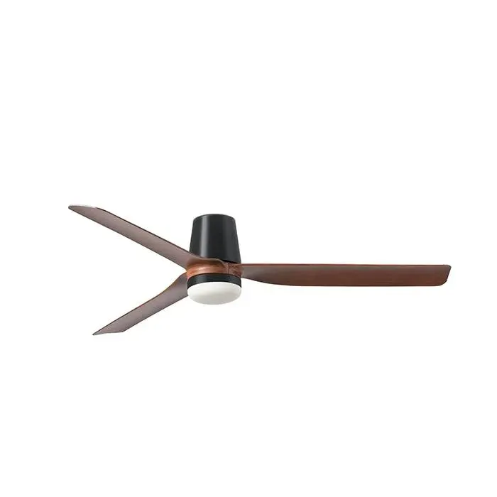 Ventilateur de plafond - FARO BARCELONA - PUNT TUB - Noir mat - Pales bois foncé - LED 3 températures