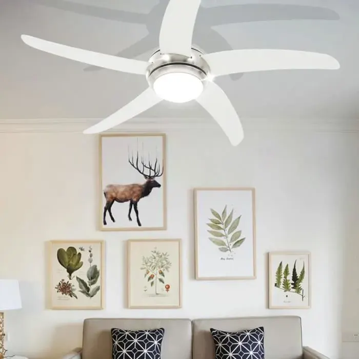 Ventilateur de plafond - GARS - 128 cm - Blanc - 3 vitesses - Lampe intégrée