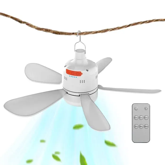 Ventilateur de plafond - HANDEIU - Modèle portable - Rechargeable USB - Batterie longue durée - Télécommande