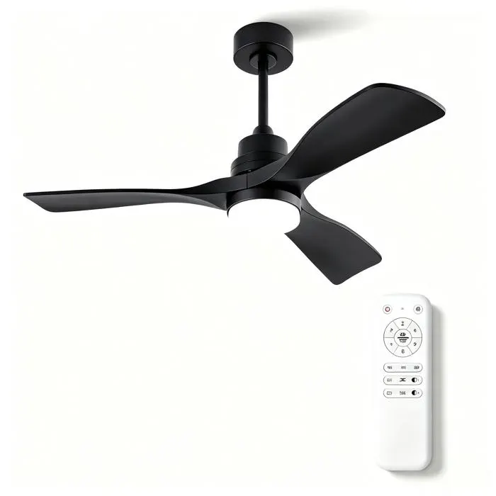 Ventilateur de plafond - HIBA - 42 pouces - LED 20W 3 couleurs - Moteur DC réversible - 6 vitesses