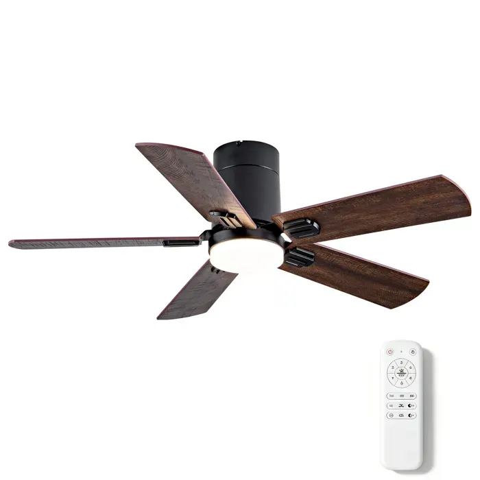 Ventilateur de Plafond - HIBA - 42 pouces - LED 3 couleurs dimmable - Moteur DC réversible 30 dB - 6 vitesses télécommande
