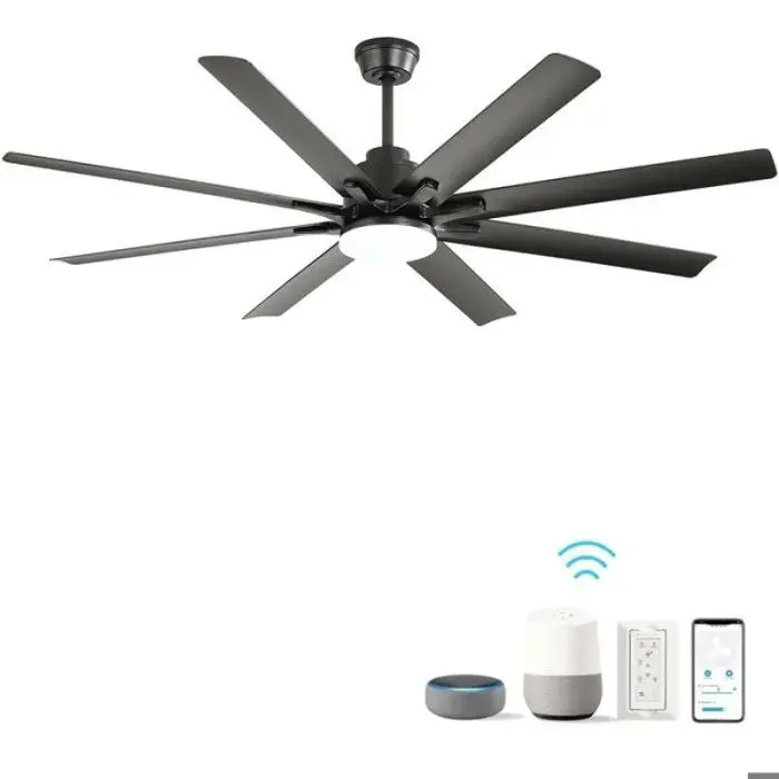 Ventilateur de plafond intelligent de 66 pouces avec éclairage LED multifonction de 18W à intensité variable VENTILATEUR DE PLAFOND