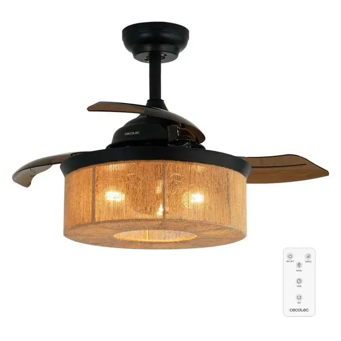 Ventilateur de plafond invisible Cecotec EnergySilence Aero 3600 style naturel avec éclairage moteur CC 25 W lumière LED 3