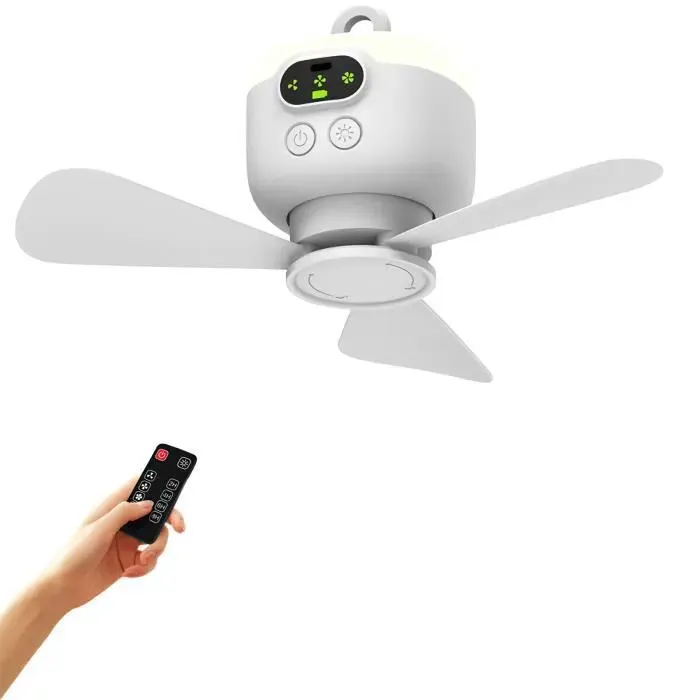 Ventilateur de Plafond - JOULLI - Modèle Rechargeable - 8000mAh - Télécommande - 4W