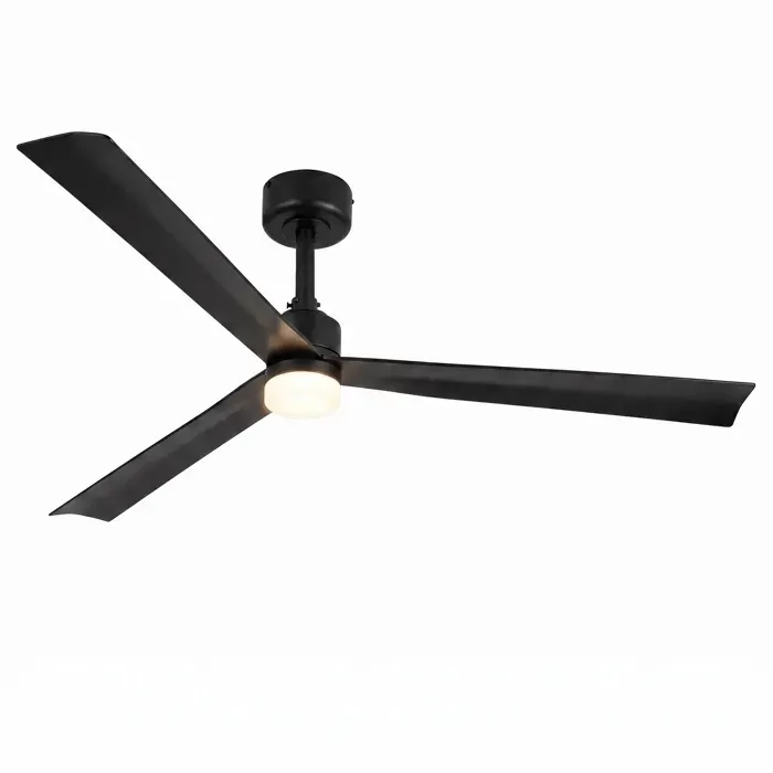 Ventilateur de plafond LED 127 cm noir mat moteur DC silencieux 40 W 3 pales ABS 6 vitesses télécommande réversible été hiver