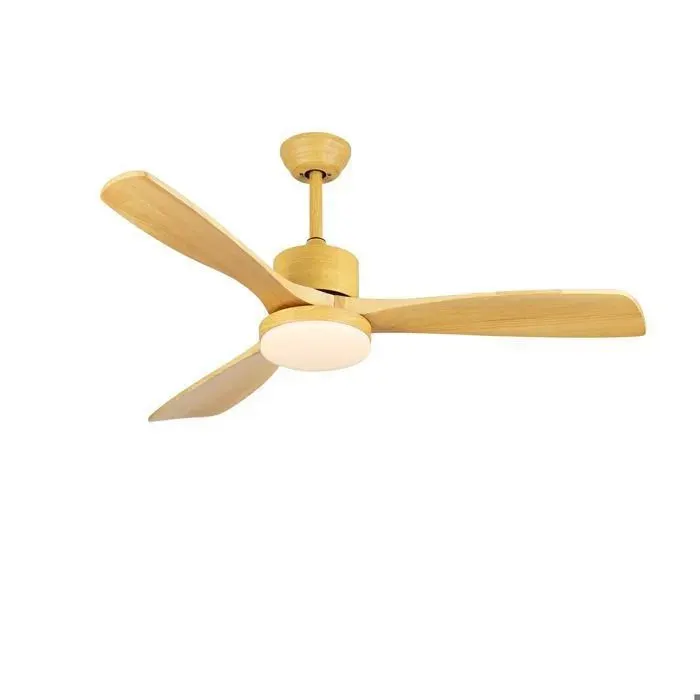 Ventilateur de Plafond LED 132 cm DC Silencieux – Design Bois 6 Vitesses 3 Couleurs 22W Inversion Été/Hiver Minuterie