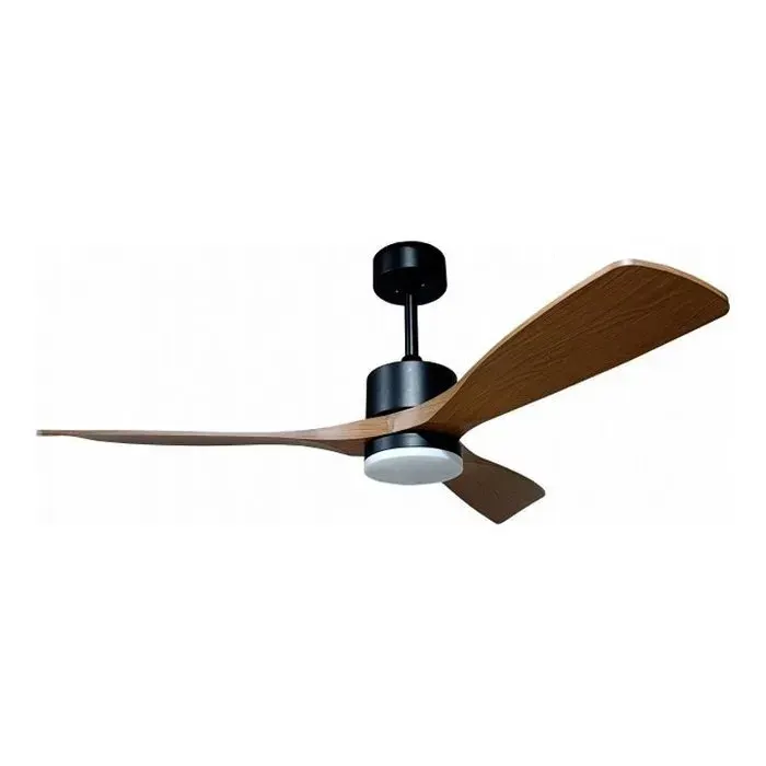 Ventilateur de Plafond LED 18W CCT Noir et Effet Bois avec Télécommande Ø122cm - SILAMP