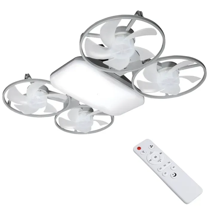 Ventilateur de Plafond LED 2 en 1 avec Éclairage et Télécommande 3 Vitesses 3 Couleurs Intensité Réglable pour Chambre Salon