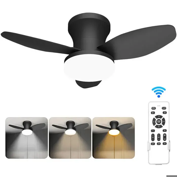 Ventilateur de plafond LED 2-en-1 avec lumière et télécommande Super silencieux 6 vitesses luminosité réglable minuterie moteur