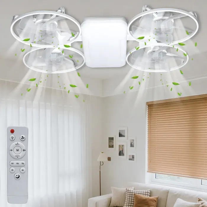Ventilateur de Plafond LED 2 en 1 avec Télécommande 3 Températures de Couleur 3 Vitesses Intensité Réglable pour Chambre Salon