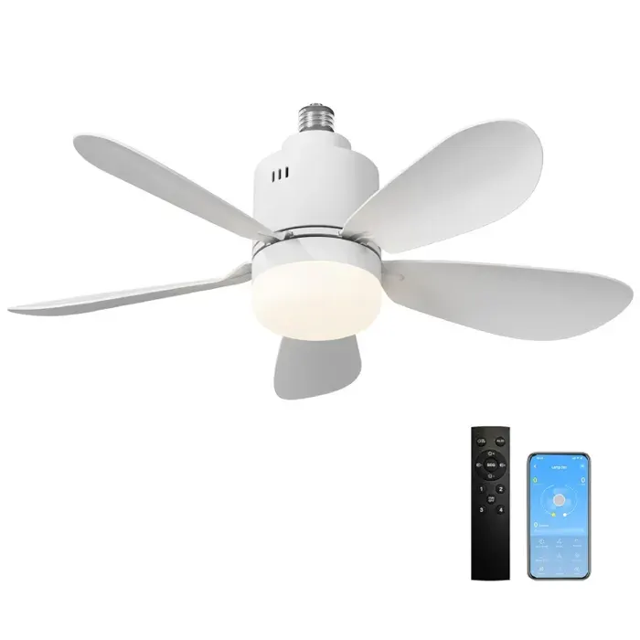 Ventilateur de plafond LED 24W avec télécommande et appli dimmable 4 vitesses E27 silencieux idéal pour salonchambremoderne
