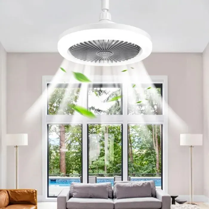 Ventilateur de plafond LED 30 W avec luminoir et télécommande minuterie 3 couleurs à intensité variable 3 vitesses pour petits