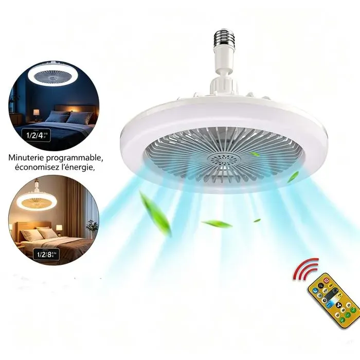 Ventilateur de plafond LED 30W – 25cm ultra-silencieux 3 vitesses 3 couleurs – Pour chambre bureau petit salon