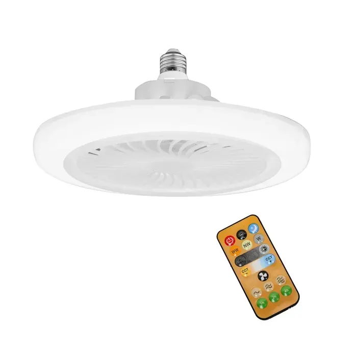 Ventilateur de Plafond LED 30W avec Télécommande – Luminaire Suspendu Silencieux à 3 Vitesses et 3 Températures de Couleur