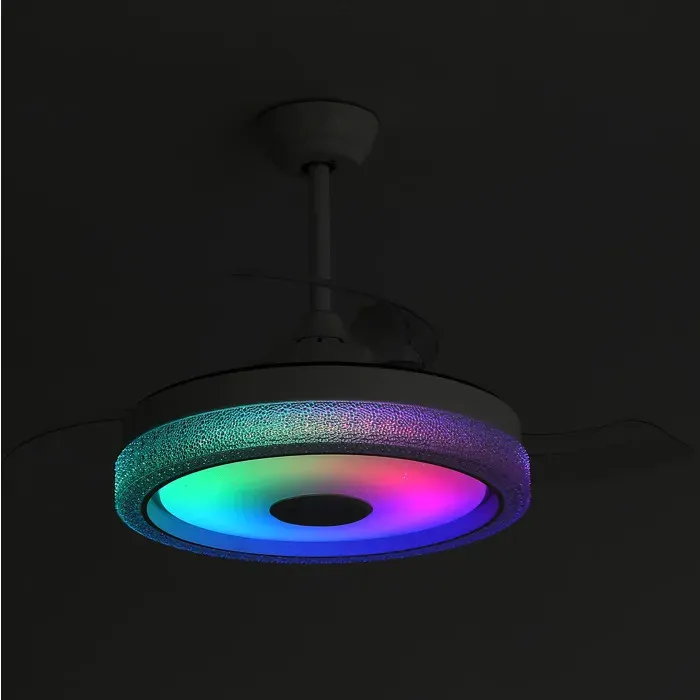 Ventilateur de plafond LED 32W RGB AESVAR 42 pouces télécommande moteur DC blanc fonction été/hiver