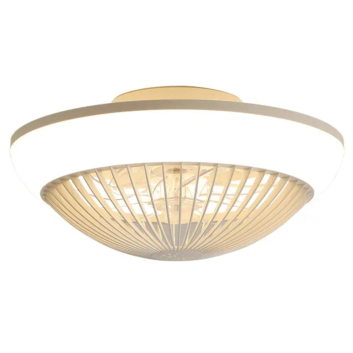 Ventilateur De Plafond LED 38 Cm Blanc Plafonnier Ventilateur FloraGrace Pour Chambre Télécommande Incluse 381x381x215cm