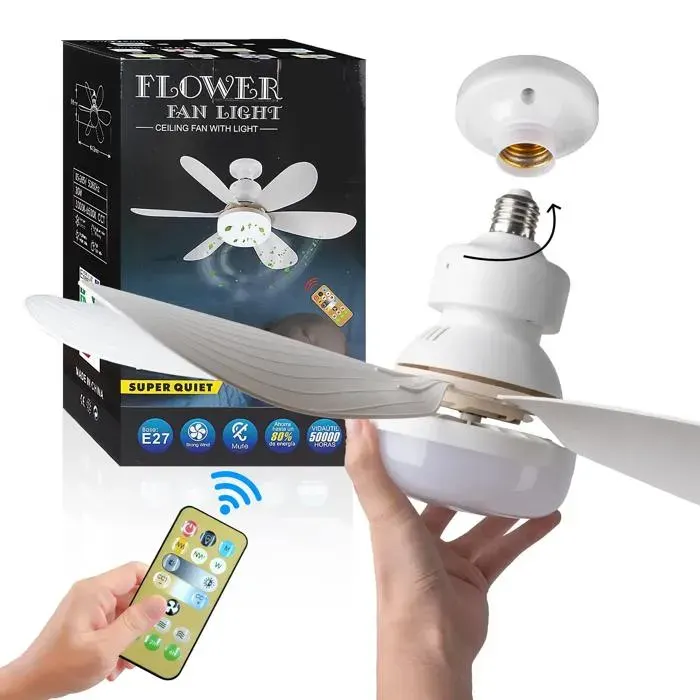 Ventilateur de plafond LED 40W E27 avec télécommande pour gradation adapté au salon au bureau à u domestique 85-265V[VV312]