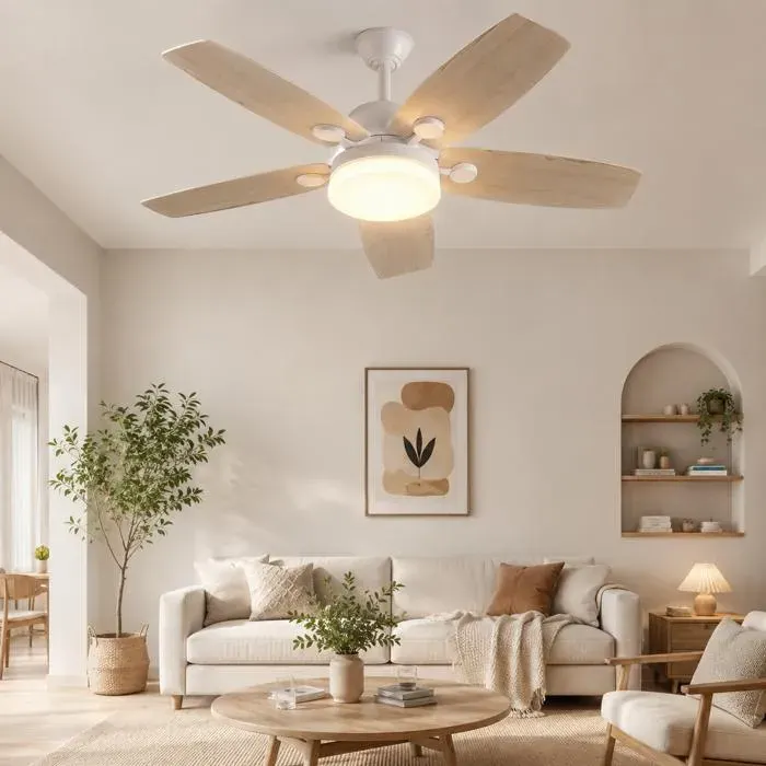 Ventilateur de plafond led 425 palesmodernesilencieux6 vitessestélécommanderéversible3000–6500KFonction minuterie