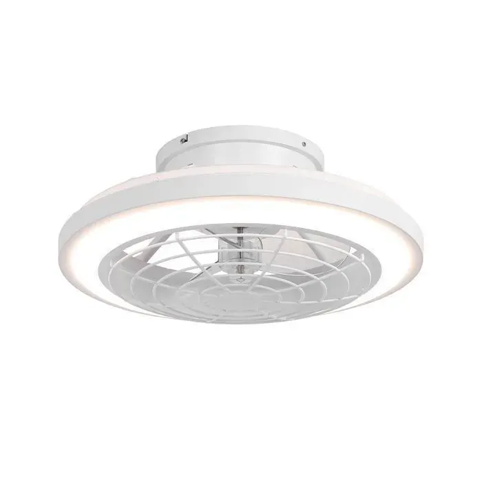 Ventilateur de plafond LED 50 cm avec grille de protection télécommande moteur DC silencieux 6 vitesses réversible