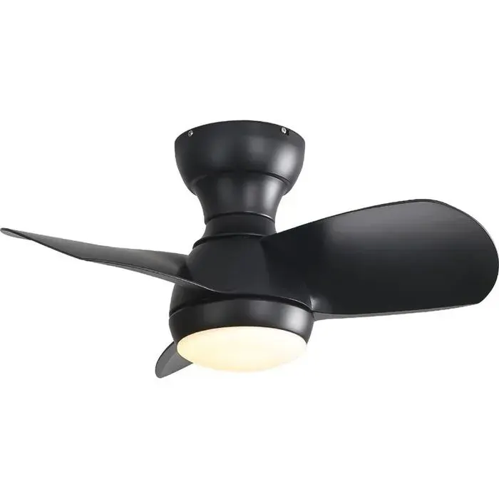 Ventilateur de plafond LED 58 cm noir lumière dimmable 18W moteur DC silencieux télécommande