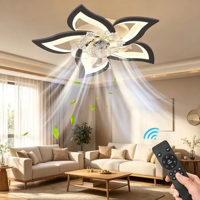 Ventilateur de plafond LED 69CM - 6 vitesses - 3 couleurs Intensité variable - Minuterie - Silencieux - contrôle app - télécommande