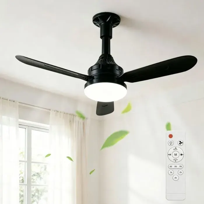Ventilateur de Plafond LED 71 cm avec Télécommande Plafonnier Extra Plat 3 Pales Silencieuses Éclairage Dimmable — coloris Blanc