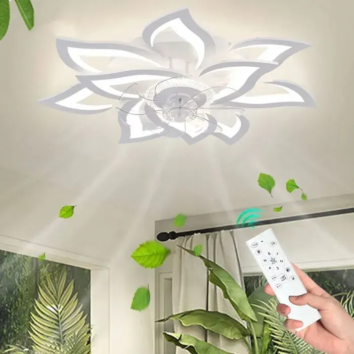 Ventilateur de Plafond LED 77 cm avec Télécommande et Application 6 Vitesses Lumière Dimmable Moteur DC Silencieux pour