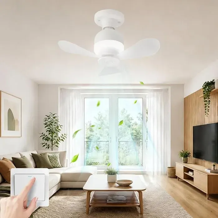 ventilateur de plafond LED avec éclairage douille E27 vent puissant silencieux ventilateurs de plafond portables modernes