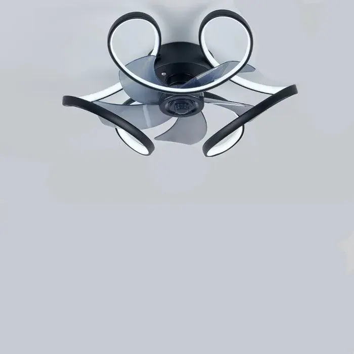 Ventilateur de plafond LED avec lumière design moderne dimmable 6 vitesses usage chambreNoir
